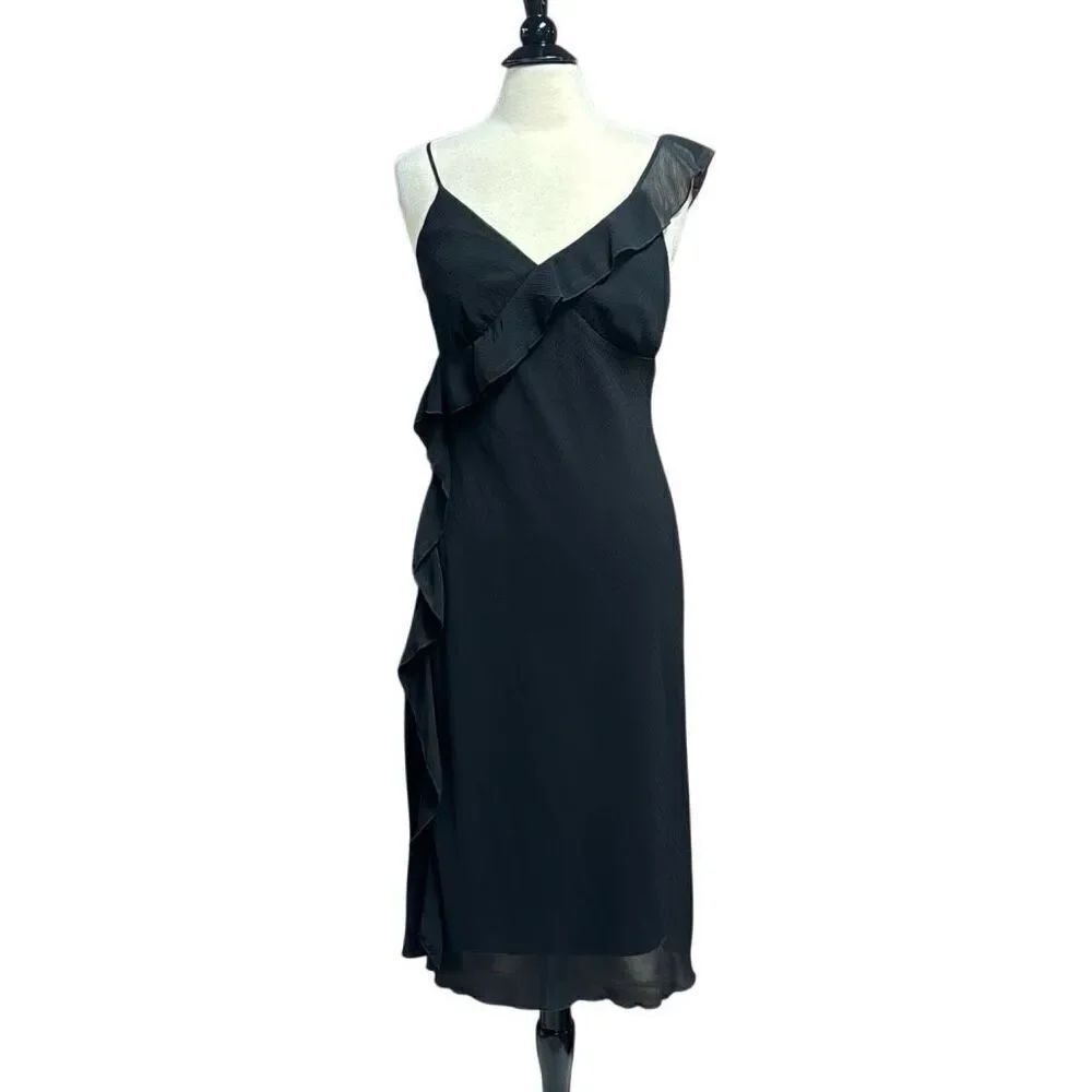 Believe Women’s Black Spaghetti Strap Ruffle Dress Size 8 NEW